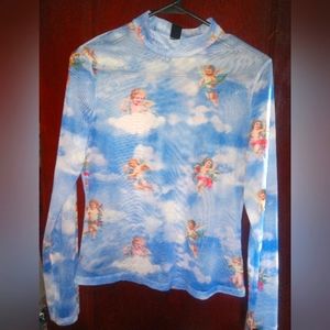 Mesh cherub long sleeve shirt